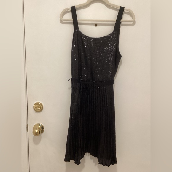 Joie Itara Sequin Black Mini Dress Embellished Wrap Slip Cocktail L - Picture 5 of 9